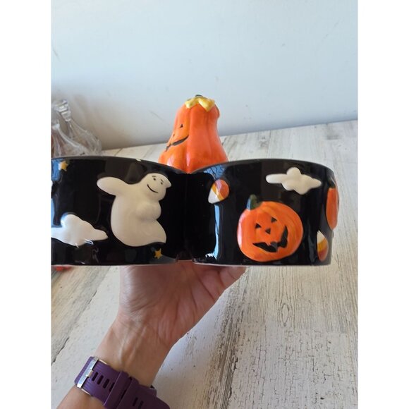 Pumpkin candy party bowl Halloween ghost candy cane treat decor - Picture 8 of 11